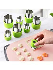 3/5/6 Pcs Stainless Steel Kitchen DIY Mold Set, Embossing Mold Set, Fruit & Vegetable Cookie Cutter, DIY Creative Lunch Decor, Kitchen Decor, Dining Room Decor, Dumplings, Cookies, Butterfly Surface Embossing - Multicolor - View 5