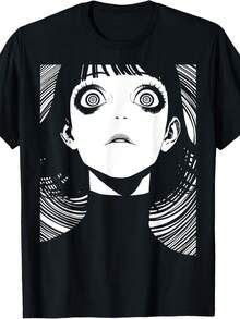 EWH Horror Anime Manga per Uomini| T-shirt gotica in stile giapponese, adatta agli appassionati di anime, ideale per tutte le stagioni, abbigliamento maschile, maglietta da uomo. - nero - Visualizzare 1