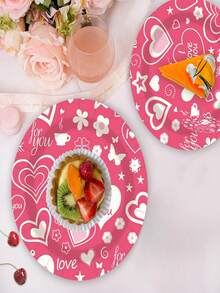 Bộ 10 đĩa giấy và khăn ăn hình trái tim màu hồng trắng, đồ dùng tiệc tùng, đĩa tráng miệng, bộ đồ ăn cho lễ đính hôn, đám cưới, kỷ niệm, sinh nhật. - Nhiều màu - Xem 3