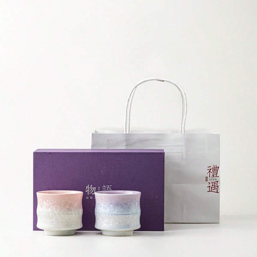 1 pieza Taza de té de nudo de bambú con esmalte cristalino, taza de té para el hogar, taza de té personal de cerámica cocida al horno, taza de cata de té, taza individual para juego de té, regalo - Taza de té con esmalte cristalino degradado de 120 ml. - Ver 1