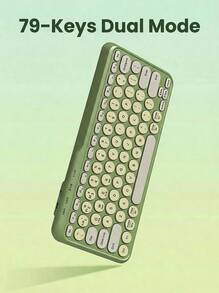 Wireless Keyboard, 2.4GHz USB Wireless Keyboard With 79-Keys Dual Mode Round Keys Keyboard, Slim & Lightweight - Green - View 1