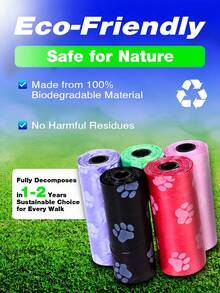 1 Roll/15pcs, 6 Rolls/90pcs, 8 Rolls/120pcs, 10 Rolls/150pcs, 20 Rolls/300pcs, 30 Rolls/450pcs Pet Waste Bags, Dog Poop Bags, Leak-Proof And Convenient Dog Outdoor Waste Cleanup Bags, Easy To Clean - Multicolor - View 5