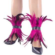 2pcs Faux Feather Leg Cuffs, Halloween Costume Feather Leg Rings, Suitable For Halloween, Christmas, Punk Party, All Seasons - Multicolor - View 10
