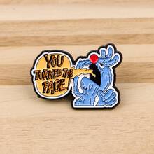 卡通动物猫浣熊水獭珐琅徽章趣味语录胸针翻领别针徽章背包服装配饰时尚珠宝朋友礼物 - 黑色 - 查看 6