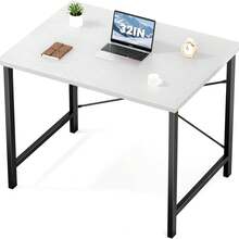 Computer Desk, Small Office 32 Inch Writing Work Study Student Teacher Home Bedroom Table With Metal Frame Wood Tabletop - - 白色 - 查看 6