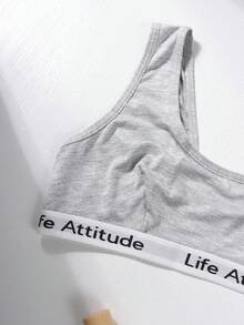 Women's Letter Print Seamless Sports Bra - Grey - View 8