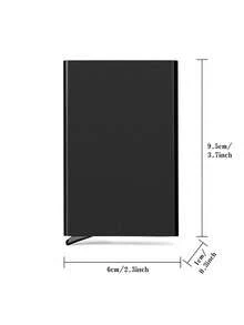 1pc Personalized Laser Engraved 26 Letter Name Card Holder, Aluminum Credit Card Case, Anti-Magnetic RFID Wallet With Auto Pop-Up Card Slot - Black - View 4