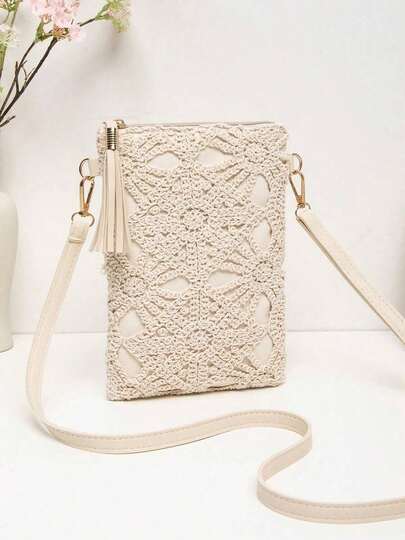 New Fashion Small Square Crossbody Bag Women Straw Woven Shoulder Bag Beach Bag Versatile Vacation Bag Women Wallet Purse Wallet Beach Accessories Beach Accessories