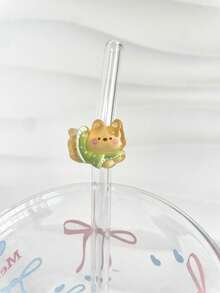 Bộ 5 ống hút thủy tinh hình động vật dễ thương dài 20cm, kèm cọ vệ sinh, hình mèo và chó, chịu nhiệt, có thể tái sử dụng, thích hợp cho sinh tố, cà phê đá, trà, quà tặng tiệc tùng, đồ uống mùa hè. - Xem 13