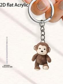 1pc 2D Acrylic Monkey Pendant - Car Interior Hanging Decor, Keychain And Wallet Accessory. Perfect Gift For Valentine's Day And Halloween. Home, Bedroom Or Car Decoration. Exquisite Craftsmanship Durable Monkey Design Keychain. - Monkey Keychain - View 5