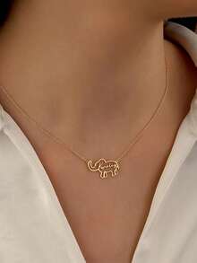 1 chiếc vòng cổ mặt dây chuyền chữ hình voi khắc tên theo yêu cầu, mặt dây chuyền chữ hình học bằng thép không gỉ mạ vàng dành cho nữ, quà tặng trang sức hình động vật, thời trang cho năm mới. - Nhiều màu - Xem 4