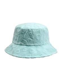 1pc Casual Sunwave Polyester Fiber (Polyester) Shell Jacquard Decor Bucket Hat, Geometric 3D Pattern, Suitable For Spring, Summer, Autumn, Winter - Seashells and Sea Foam Are Blue-green - View 6