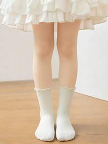 10/7/3 Pairs Kids Solid Color Mid-Calf Socks, Japanese School Style Socks, Vibrant Colors, Ruffle Trim Design, Casual & Fashionable, Soft & Comfortable, Suitable For Daily Wear In Spring, Summer, Autumn And Winter, Fits Children Aged 2-12, Exquisite Gift, New Year Socks - Multicolor - View 7