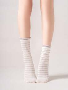 5 đôi tất ống bằng cotton dành cho nữ, độ co giãn cao, thoải mái, màu trơn, phù hợp cho cả mặc hàng ngày và công sở, mùa xuân/hè. - Nhiều màu - Xem 7