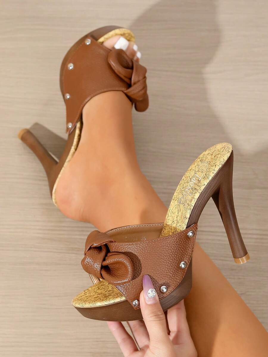Giày sandal đế dày mùa hè, sandal cao gót kiểu Hàn Quốc, sandal cao gót đế dày một quai đa năng thời trang dành cho nữ đi chơi ngoài trời.