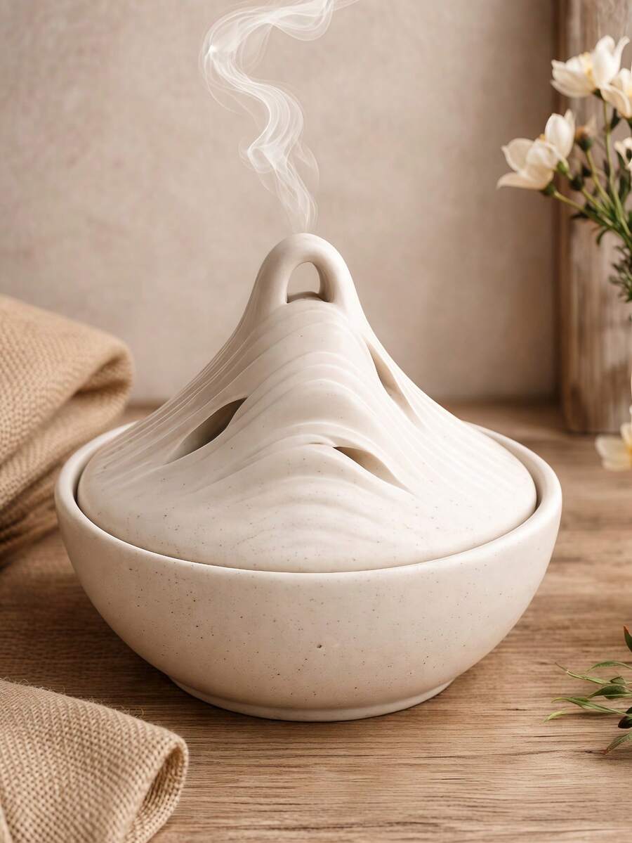1pc Modern Minimalist Mountain-Shaped Incense Burner, Stone-Textured Desktop Home Decor, Suitable For Living Room And Home Display - Multicolor - View 1