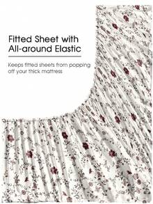 1件装时尚花卉花园图案床笠，适用于各种尺寸床垫——双人床、标准双人床、大号双人床、特大号双人床，深口袋11.8英寸，柔软透气，抗皱，睡眠舒适，可机洗，宿舍必备 - 彩色 - 查看 7