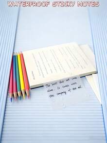 2pcs/100pcs Transparent Waterproof Sticky Notes, 2.99x2.99 Inch Square Self-Adhesive Memo Pad, Suitable For Diary And Book Annotation, Great For School And Office Organization - Multicolor - View 4