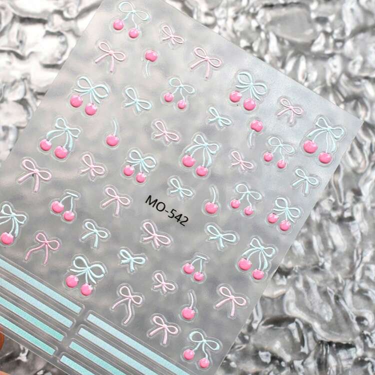 3/2 Miếng Dán Móng Tay Hình Nơ Anh Đào 3D, Thiết Kế Móng Tay Kiểu Pháp Hình Nơ Anh Đào Màu Bạc Hà Tươi Mát Mùa Hè, Giấy Dán Móng Tự Dính Dễ Thương Và Ngọt Ngào Phong Cách Y2K, Dụng Cụ Làm Móng Tự Chế cho Tiệm Làm Móng - Nhiều màu - Xem 10