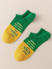 5 đôi tất nam cổ ngắn bằng chất liệu cotton pha, thoáng khí, nhẹ, in chữ, phù hợp cho mọi mùa. - Nhiều màu - Xem 5