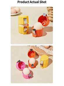1 cái dụng cụ mở vỏ trứng bằng nhựa PP và thép không gỉ, dụng cụ tách vỏ trứng nhỏ gọn với khay hình trứng chắc chắn, dễ sử dụng cho việc nấu ăn tại nhà. - Nhiều màu - Xem 6