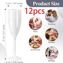 6/12pcs (5.41oz/160ml) White Champagne Glasses, Modern Design, Reusable, Suitable For Home, Wedding, Baking, Valentine's Day Party, Anniversary, Father's Day, Mother's Day, Easter, Holiday Picnic, New Year Party - View 9