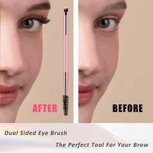Dual-Ended Brow Brush, Eyebrow Brush, Angled Eye Brow And Spoolie Brushes, Shaping And Filling Eyebrows, Eyebrow Spoolie Brushes For Precise Brushing - Multicolor - View 8