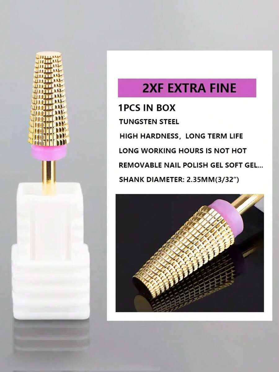 1支XXF金色5合1钨钢指甲钻头，适用于电动指甲钻，高效指甲锉，指甲护理 - 彩色 - 查看 1