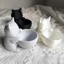 猫形花盆，底部有排水孔，独特设计，适用于多肉植物、小型花卉和仙人掌，可作卧室、办公室或桌面摆件。 - 多色 - 查看 6