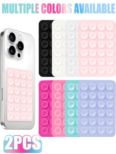 2pcs Silicone Suction Cup Phone Holder, Non-Slip Suction Cup, Hands-Free Phone Accessory Stand, Suitable For Selfie And Video, Silicone Adhesive Stand, Fits For Smartphones