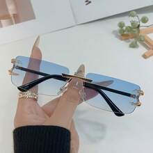 1 Pair Men's Metal Rimless Edged Personalized Fashion Glasses, Suitable For All Seasons - Multicolor - View 13