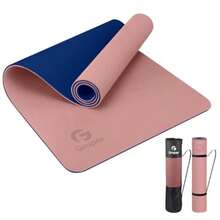 Gruper - Alfombrilla de yoga antideslizante respetuosa con el medio ambiente con correa de transporte alfombrillas de yoga profesionales para mujeres alfombrillas de entrenamiento para el hogar - 2. Rosa / Azul marino - Ver 8