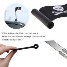 Pirate Flag Car Antenna Topper Skull Crossbones Decor Cool Skeleton Vehicle Aerial Ball Exterior Decoration For SUV Sedan Truck In Red And Black - 1PCS - View 5