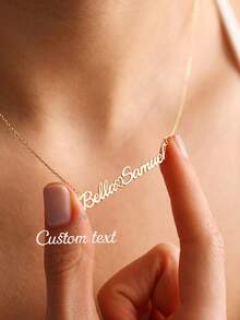 Customized Stainless Steel Name Necklace, Gold Box Chain Personalized Font Necklace, Jewelry Gift For Girlfriend, Family - Gold - Style 12 - View 9