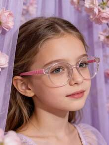 1副儿童可爱椭圆形镜框防蓝光透明眼镜，适合日常阅读、上学、服装装饰、礼物，透明镜片返校配饰，休闲，适合男孩和女孩，日常生活，阅读，看电视，玩游戏和手机，透明镜片护眼时尚眼镜，拍照道具，日常服装装饰。 - 無色 - 查看 17
