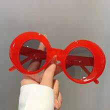 Unisex Oversized Round Fashion Glasses - Protective Style, Retro Oversized Round Frame Glasses, Suitable For Wide Face Shapes With Oversized Round Lenses, Unisex Non-Fashion Glasses, Suitable For Driving, Outdoor Activities, And Daily Use - Available In Red, Brown, Pink, Green, Orange, And Purple. - 藍色的 - 查看 5