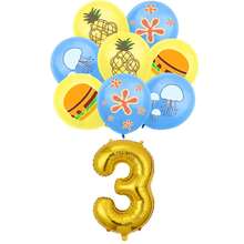 9pcs Hamburger, Jellyfish, Seaweed Shaped Number Balloons Set, Birthday Party Decoration, Wall Backdrop - Set - View 5