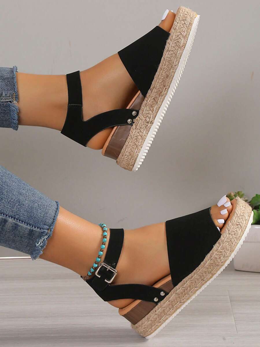 Mẫu sandal đế xuồng dày dặn mới cho nữ, mùa hè 2026. - màu đen - Xem 1