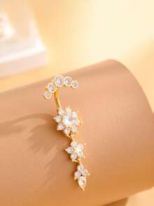 1件不锈钢肚脐环，镶嵌水钻，经典女士肚脐饰品，适合日常佩戴和度假。 - 金黃色 - 查看 2