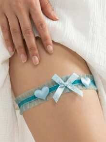 European And American Wedding Bridal Accessories, Lace Bow Sexy Elastic Garter Leg Strap - Baby Blue - View 7