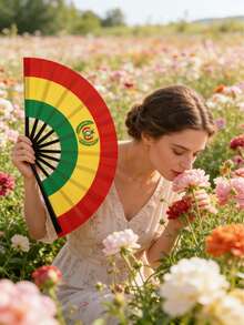 Made Of High-Quality Fabric And Plastic Ribs, With Vibrant Printed Patterns That Showcase Fashionable And Cultural Taste, Suitable For Various Celebration Occasions. - Red - View 4