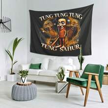 Tung Tung Tung Sahur Idea Inspiration Tapestry Vintage Movie Poster Style, American Vintage Wall Hanging, Nostalgic Intricate Design, Perfect For Wall Decoration, Essential For Family Party Decor - Nhiều màu - Xem 5