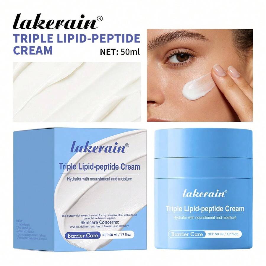 Crème nourrissante pour le visage 50ml, crème éclaircissante pour le visage à triple lipide-peptide, soulage la sécheresse, améliore l'éclat, la fermeté et l'élasticité - Peptide - Voir 1