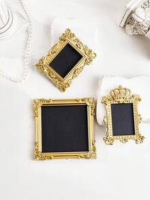 6pcs European Style Resin Gold Embossed Floral Decor Hanging Accessories Set, DIY Wall Decor, Home Photo Frame, Suitable For Holiday, Birthday, Party, Wedding Scenes, Photography Props, Miniature House Decoration - Gold - View 5