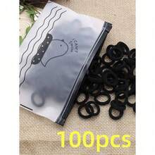 100pcs/200pcs/Can Women's Basic High Elasticity Hair Ties For Ponytail, Hairstyle (Assorted Colors) Casual,Woman Head Accessories, Woman Hair Accessories Ponytail Holders Hair Elastics Hair Rubber Bands Scrunchies Hair Rope, Hair Bobbles ,Gym Sport Outfit,Home And Living New In,Gifts,Household Items,Bathroom Accessories,Back To School,Outdoor Supplies,Party Rwady. - 黑色 - 查看 10