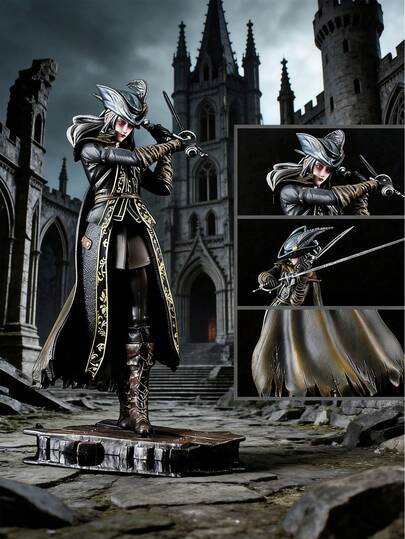 1件29厘米/11.4英寸豪华女猎人手办雕像，血源诅咒星界钟塔的玛利亚可动人偶，家居装饰礼品