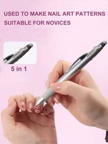 5/6 In 1 Professional Multi-Head Nail Art Dotting Pen, Suitable For Painting, Striping, Dotting, Glitter Nail Art, Pressure Activated, Ideal For Nail Technicians And Beginners - Multicolor - View 8