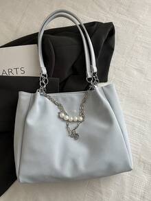 2026 New Cross-Border Women's Bag, Versatile Commuter Textured Pearl Chain Large Capacity Casual Shoulder Tote Bag - Multicolor - View 3