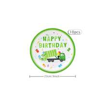 Green Car Happy Birthday Disposable Party Tableware Set, 7/9 Inch Disposable Paper Plates, Napkins, Suitable For Family Gatherings, Gender Reveal, Celebrations, Birthdays, Weddings, Parties, Picnics - Multicolor - View 16