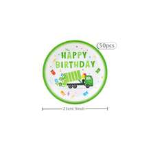 Green Car Happy Birthday Disposable Party Tableware Set, 7/9 Inch Disposable Paper Plates, Napkins, Suitable For Family Gatherings, Gender Reveal, Celebrations, Birthdays, Weddings, Parties, Picnics - Multicolor - View 10